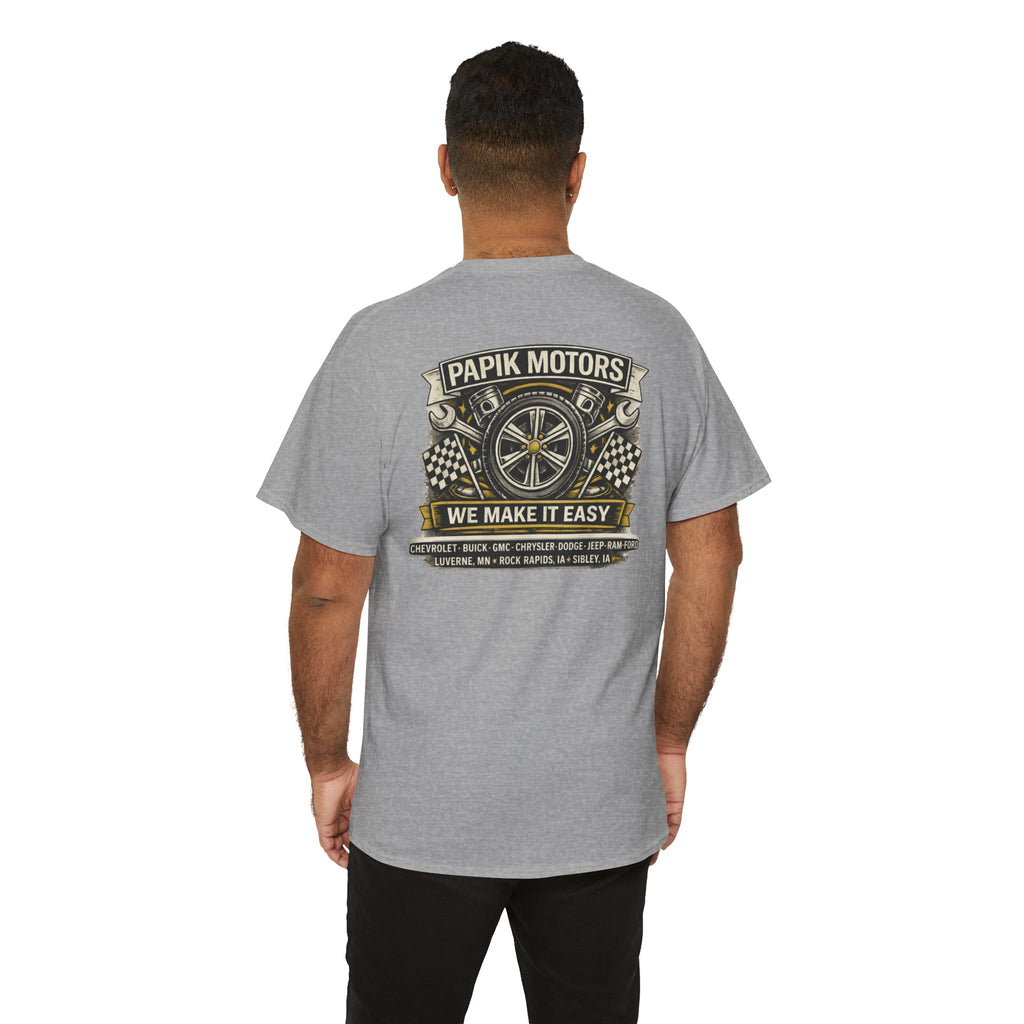T‑Shirt — Papik Motors "We Make It Easy" Vintage Front and Back T
