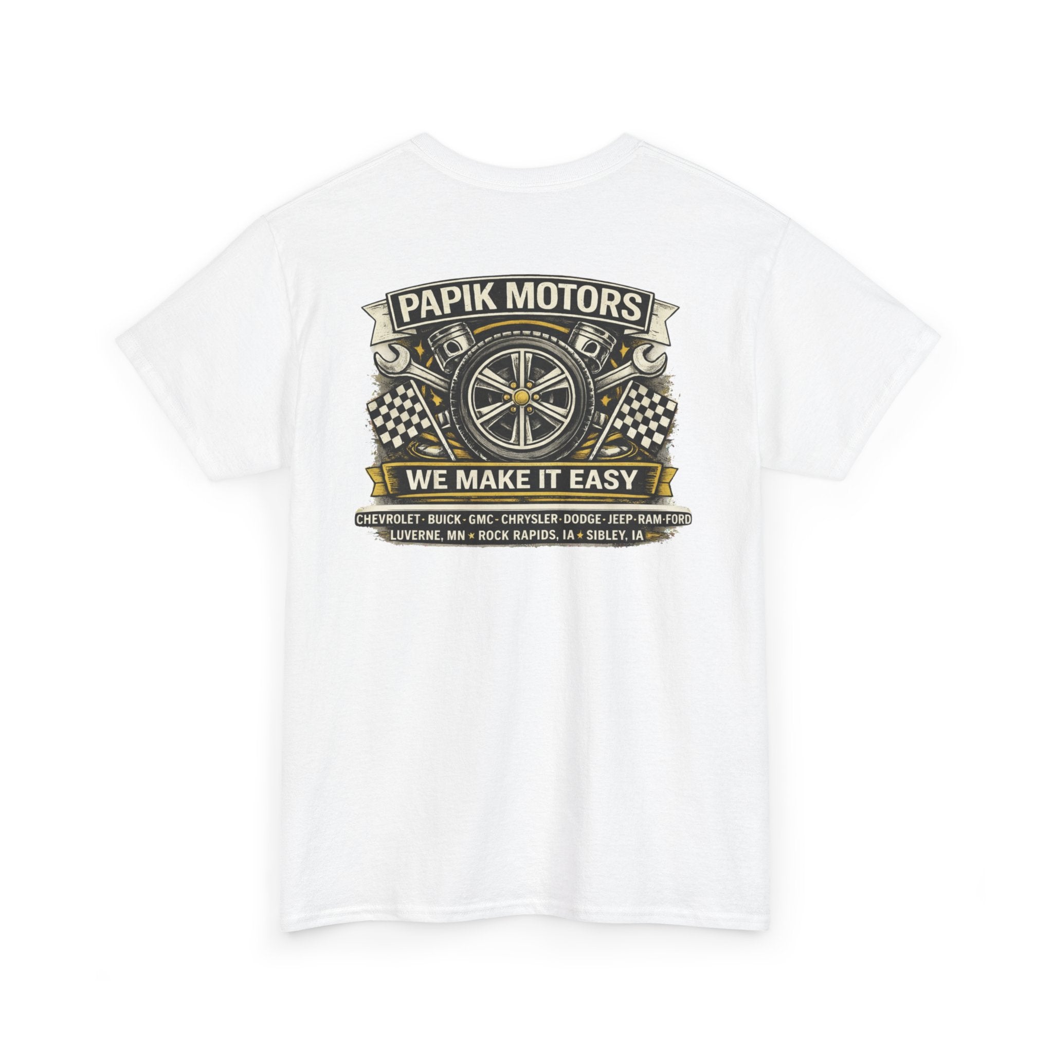 T‑Shirt — Papik Motors "We Make It Easy" Vintage Front and Back T