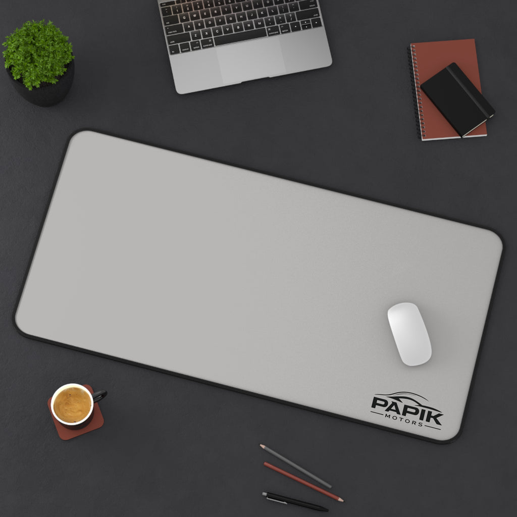Minimal Gray Desk Mat – Large Non-Slip Mousepad with Logo