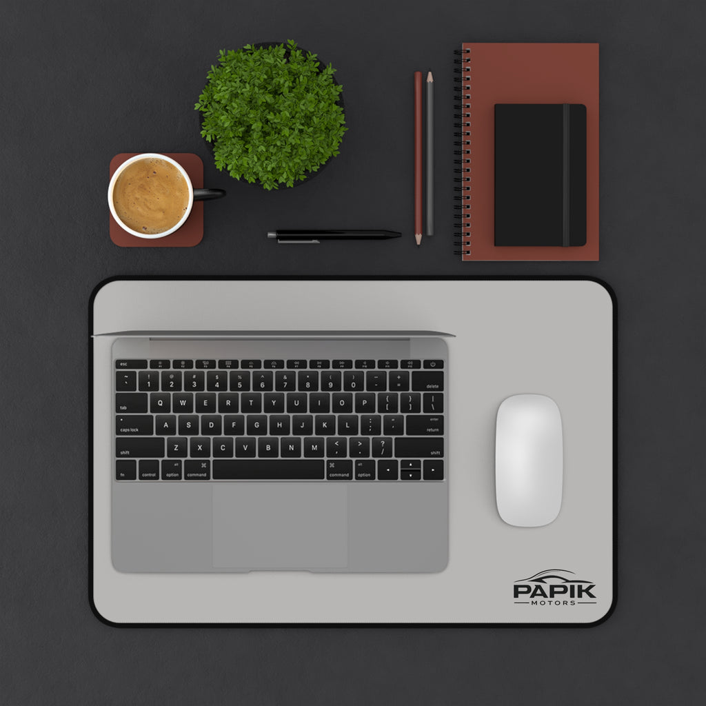 Minimal Gray Desk Mat – Large Non-Slip Mousepad with Logo
