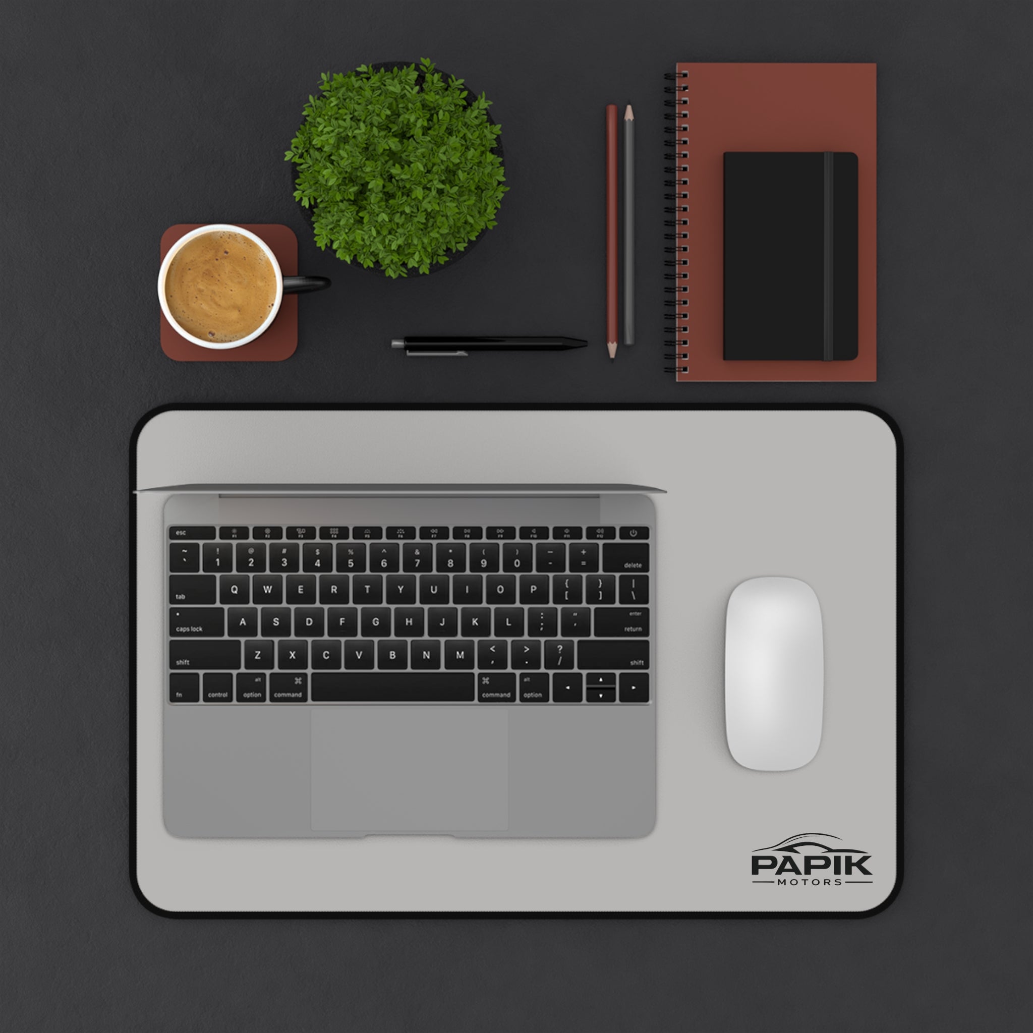Minimal Gray Desk Mat – Large Non-Slip Mousepad with Logo