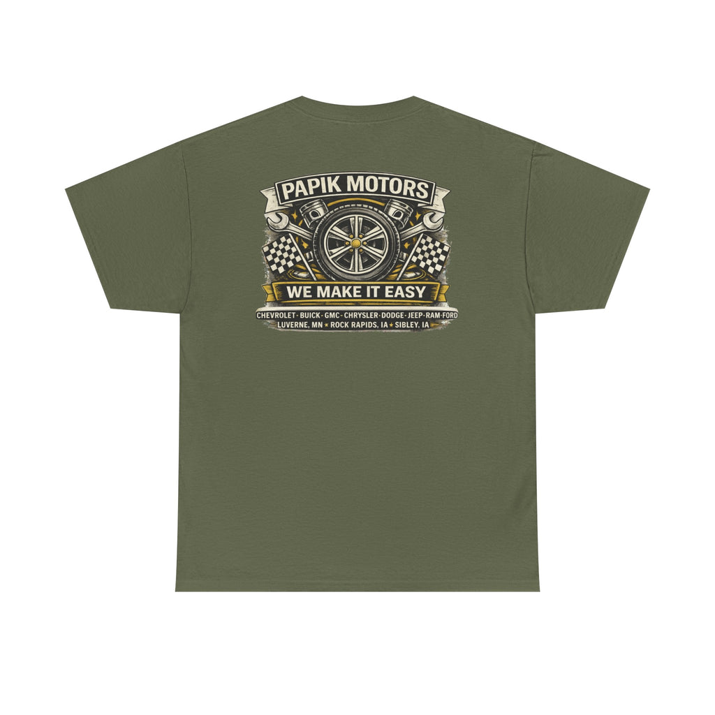 T‑Shirt — Papik Motors "We Make It Easy" Vintage Front and Back T