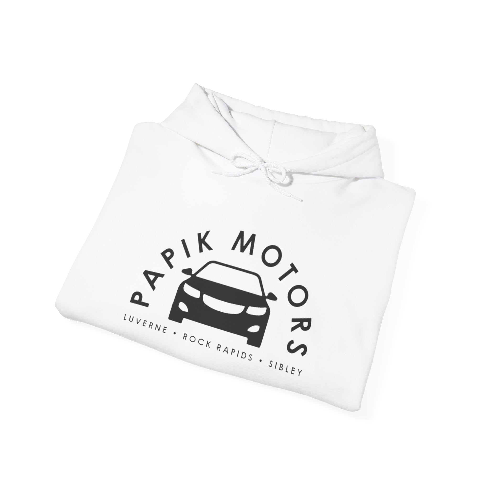 Hooded Sweatshirt - Papik Motors Over Car Logo Hoodie — Minimal Car Club Pullover Unisex