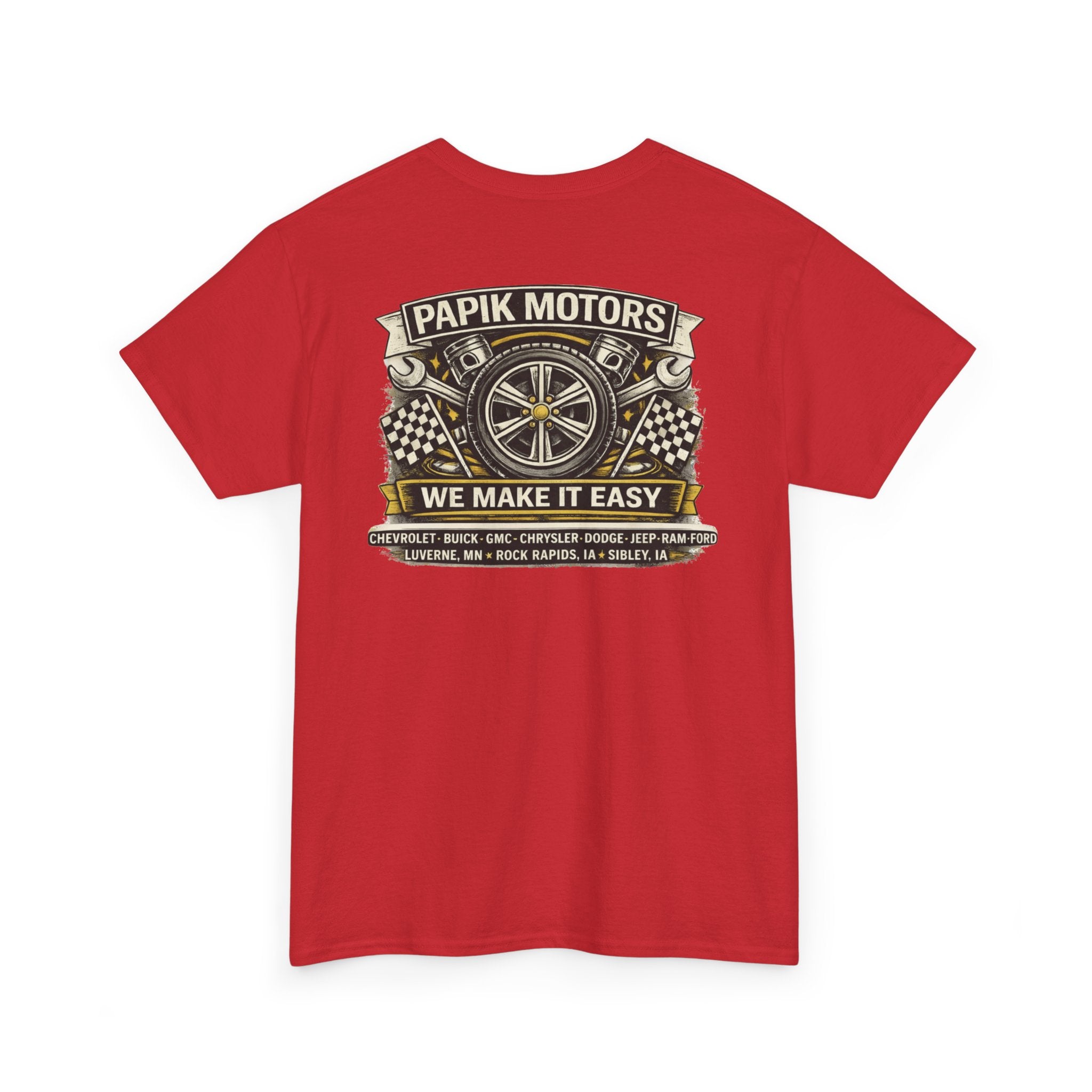 T‑Shirt — Papik Motors "We Make It Easy" Vintage Front and Back T