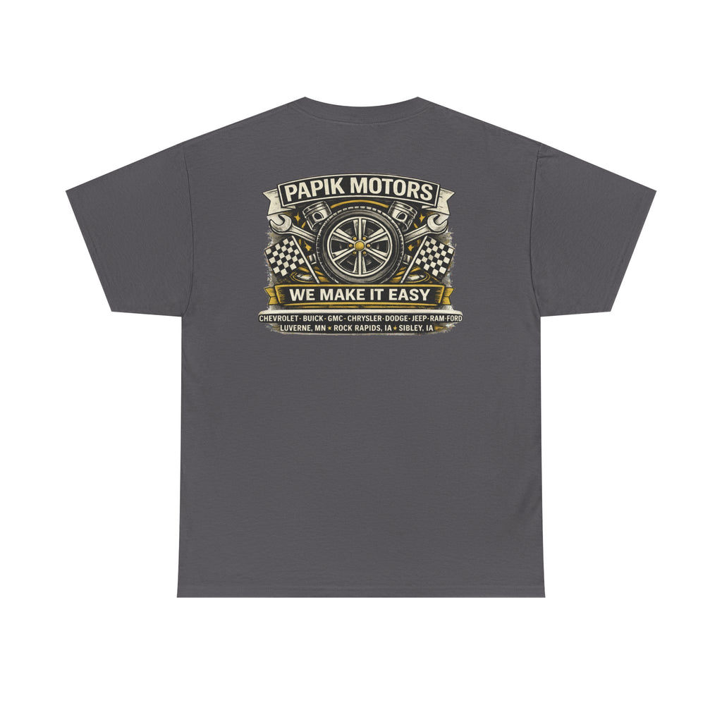 T‑Shirt — Papik Motors "We Make It Easy" Vintage Front and Back T