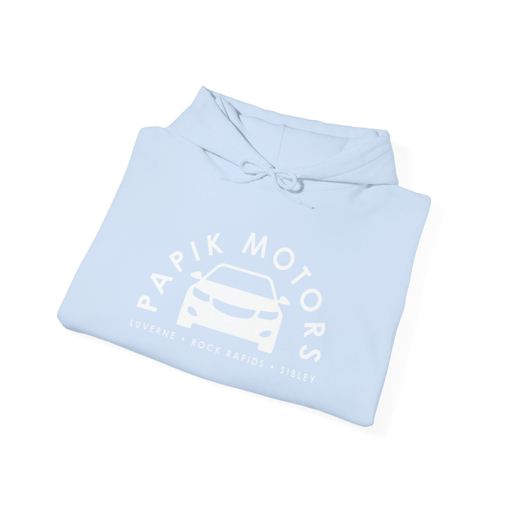 Hooded Sweatshirt - Papik Motors Over Car Logo Hoodie — Minimal Car Club Pullover Unisex