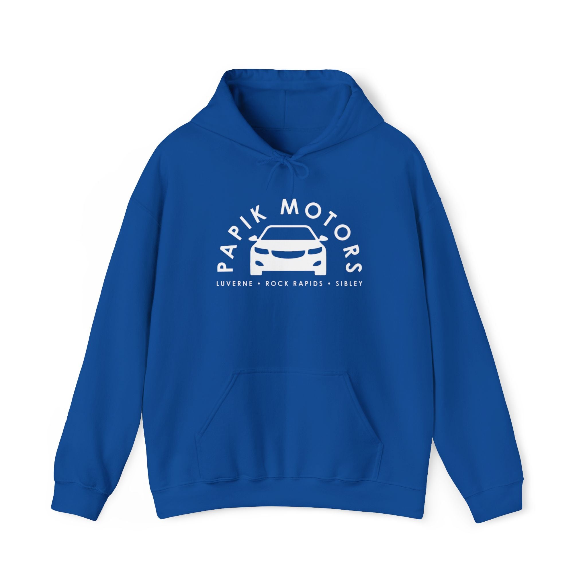 Hooded Sweatshirt - Papik Motors Over Car Logo Hoodie — Minimal Car Club Pullover Unisex