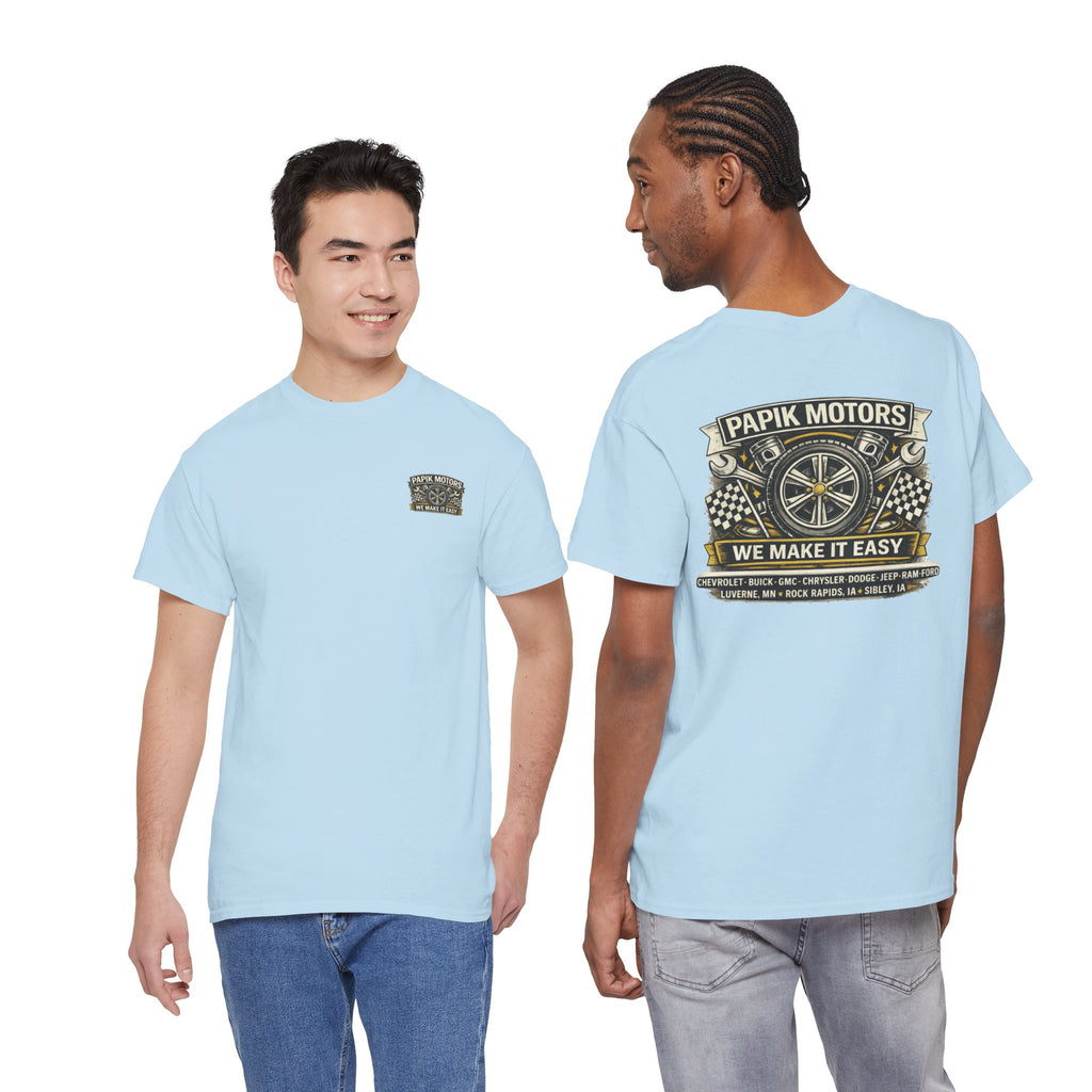 T‑Shirt — Papik Motors "We Make It Easy" Vintage Front and Back T