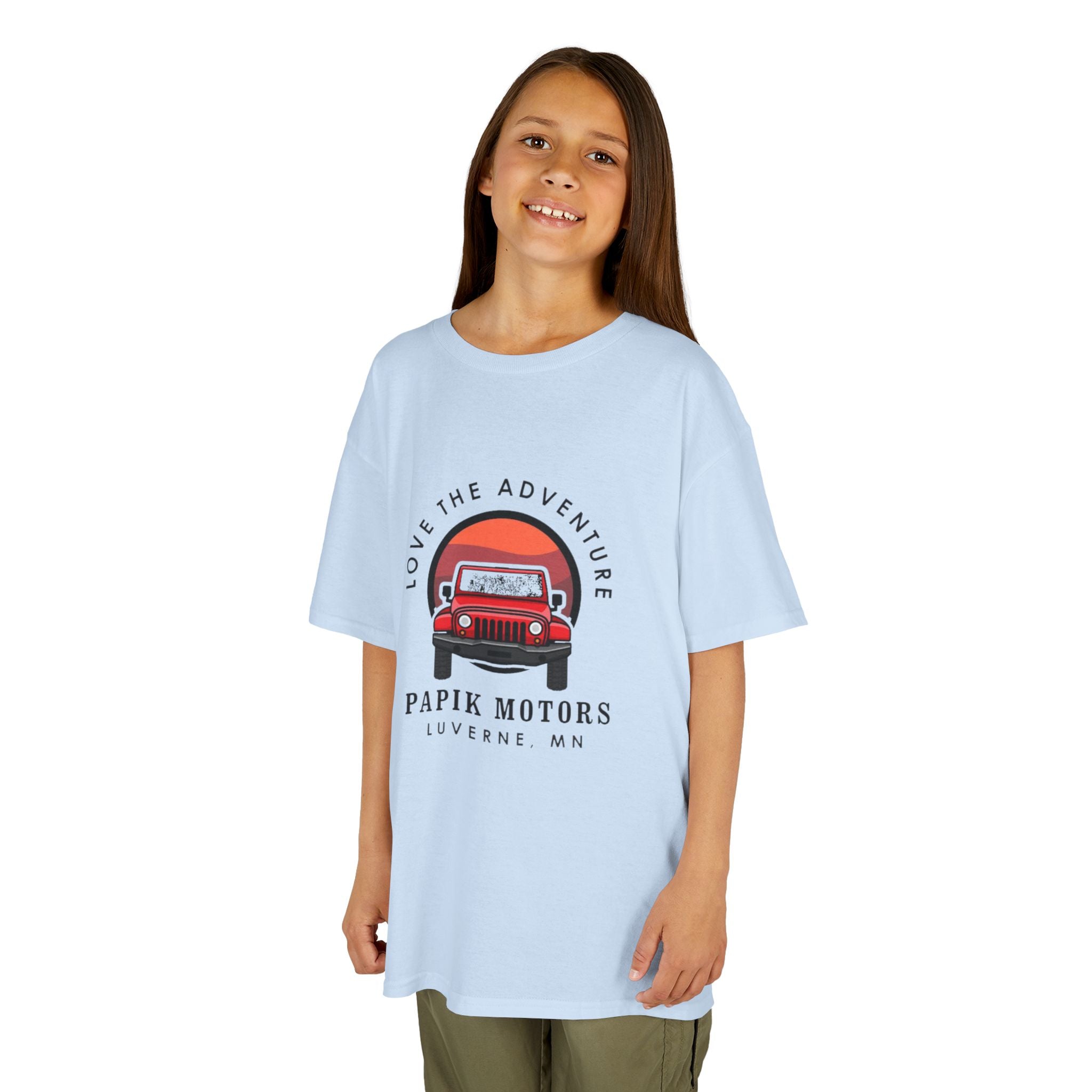 Kids Tee - 'Love The Adventure' Red Jeep Graphic Papik Motors