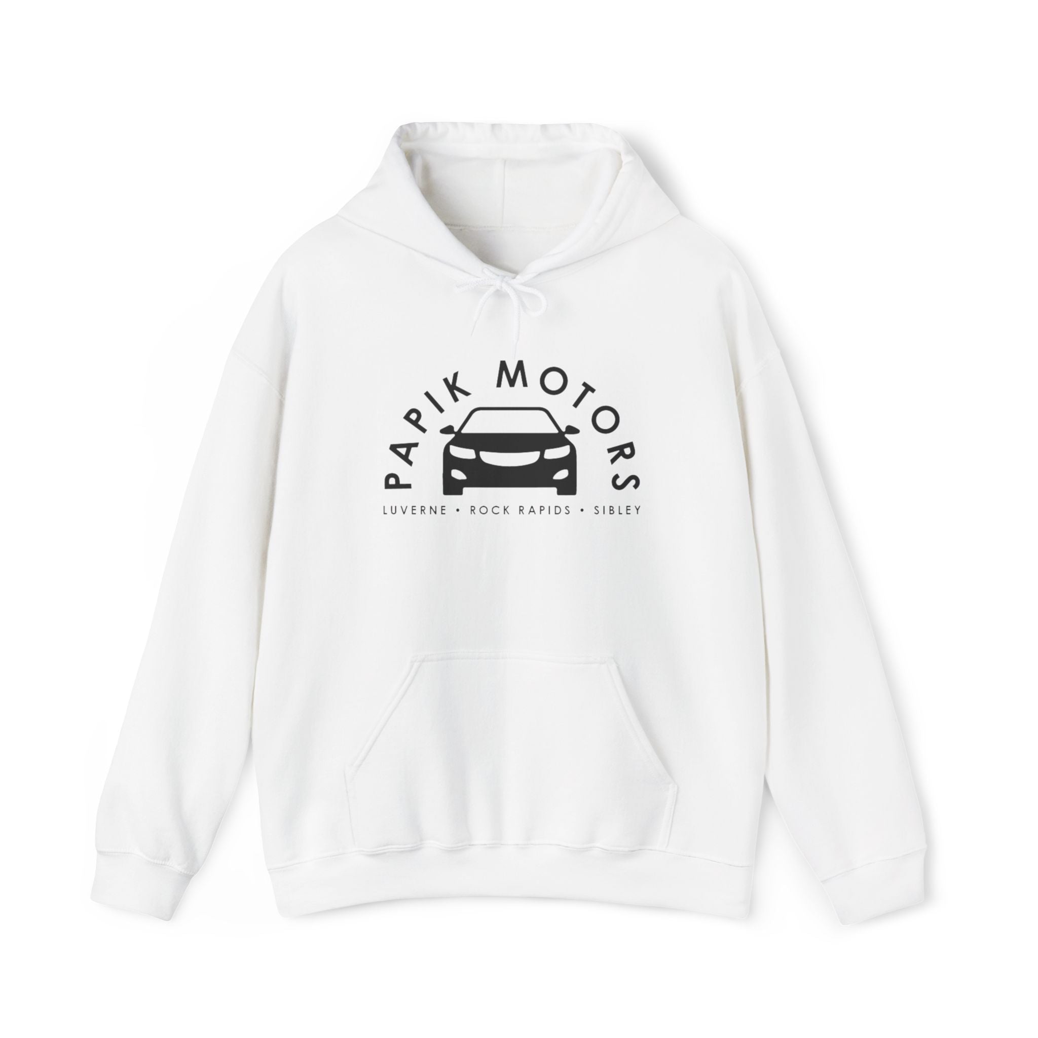Hooded Sweatshirt - Papik Motors Over Car Logo Hoodie — Minimal Car Club Pullover Unisex