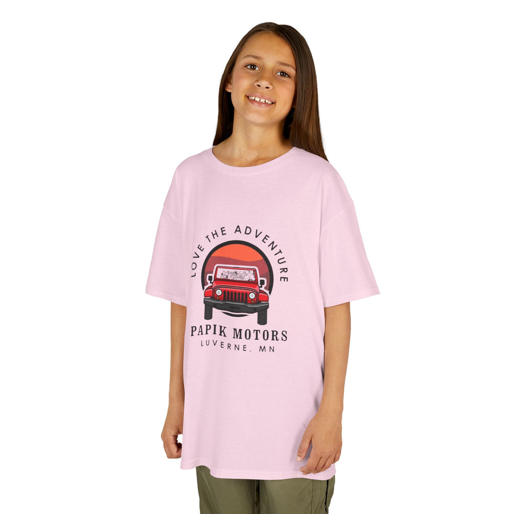 Kids Tee - 'Love The Adventure' Red Jeep Graphic Papik Motors