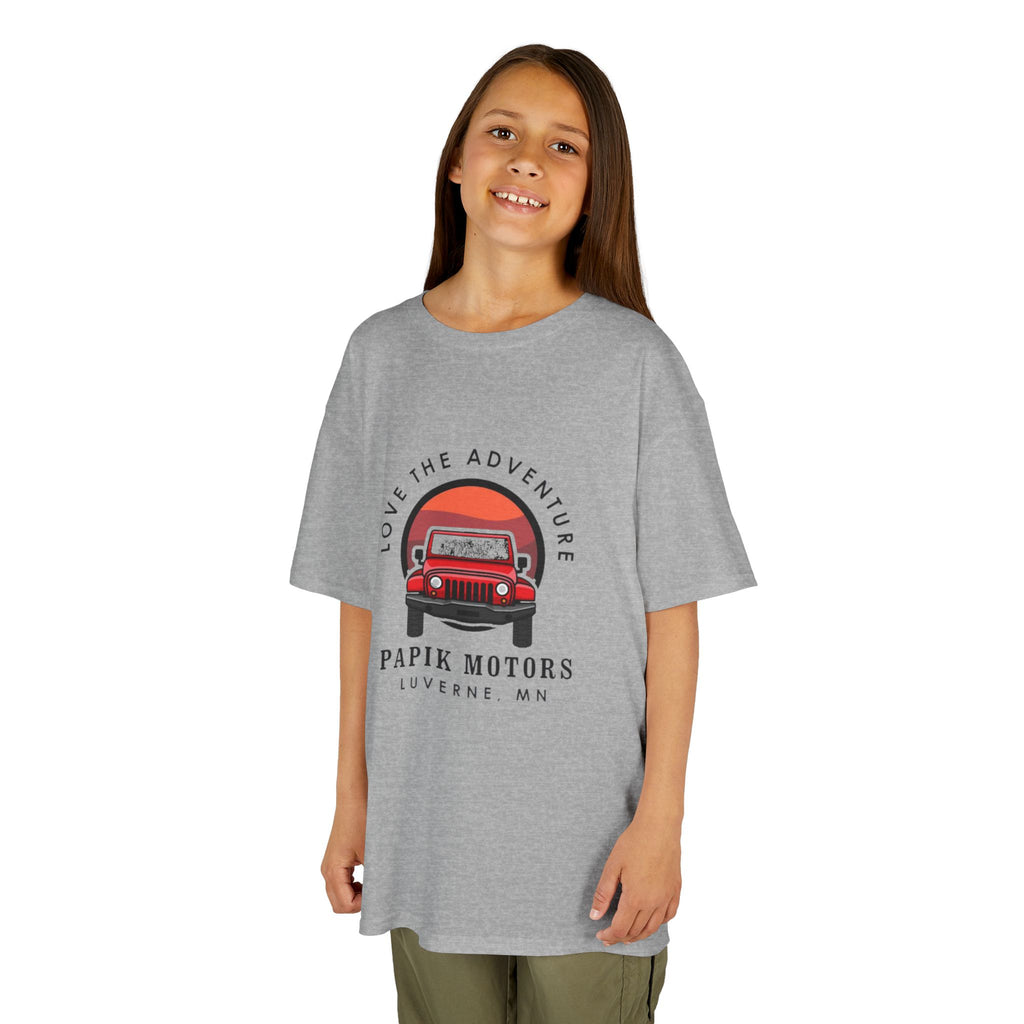 Kids Tee - 'Love The Adventure' Red Jeep Graphic Papik Motors