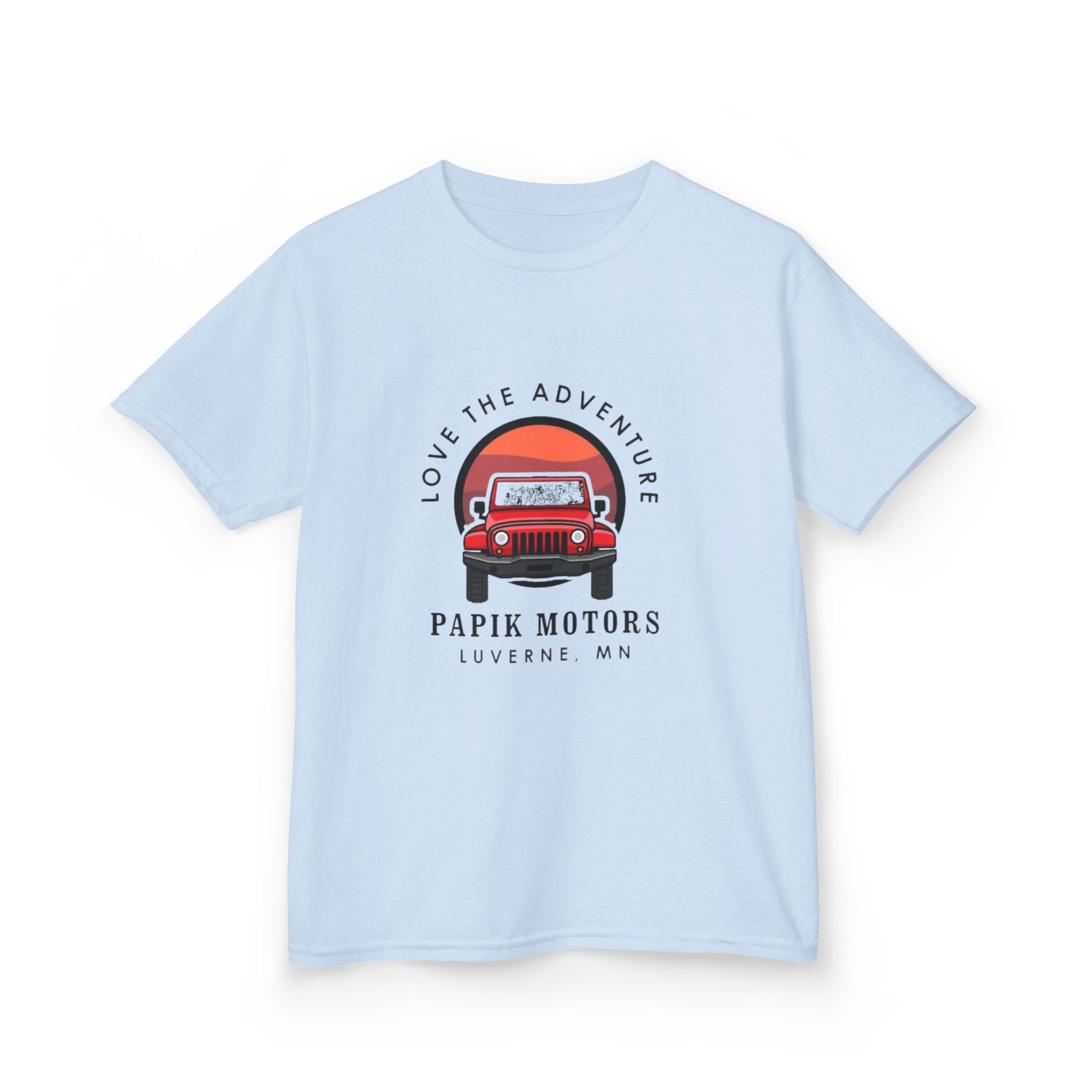 Kids Tee - 'Love The Adventure' Red Jeep Graphic Papik Motors