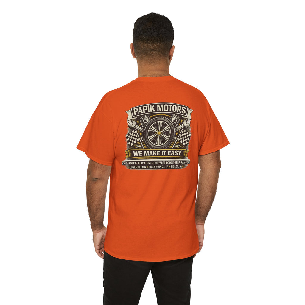 T‑Shirt — Papik Motors "We Make It Easy" Vintage Front and Back T