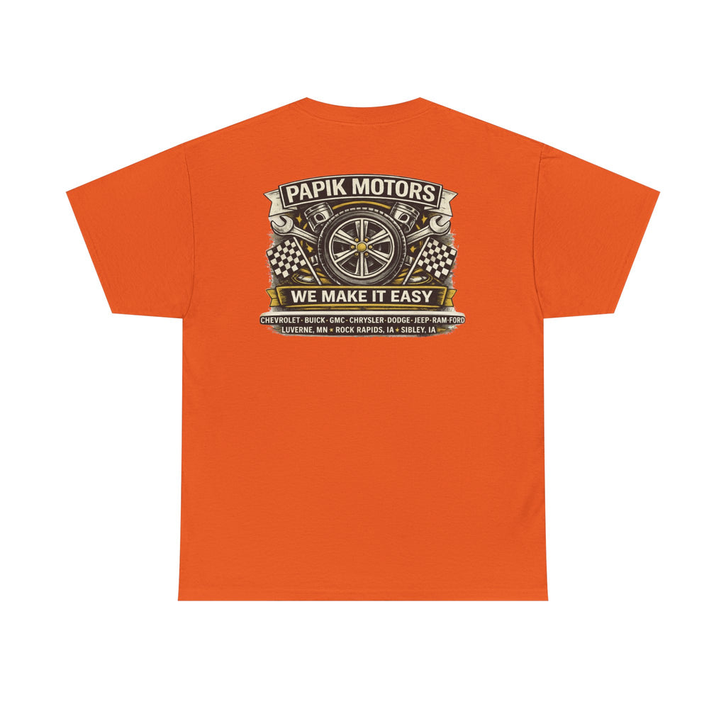 T‑Shirt — Papik Motors "We Make It Easy" Vintage Front and Back T
