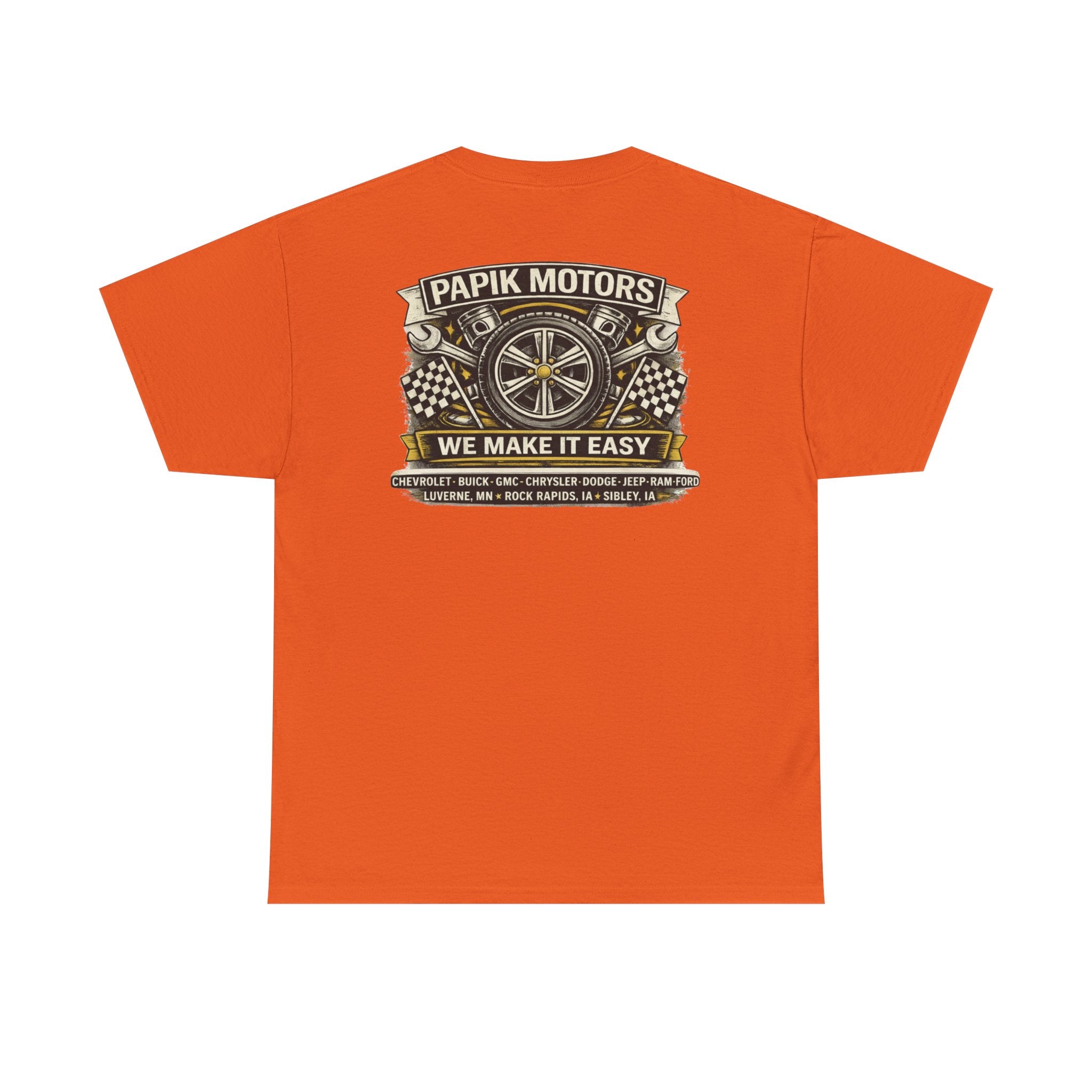 T‑Shirt — Papik Motors "We Make It Easy" Vintage Front and Back T