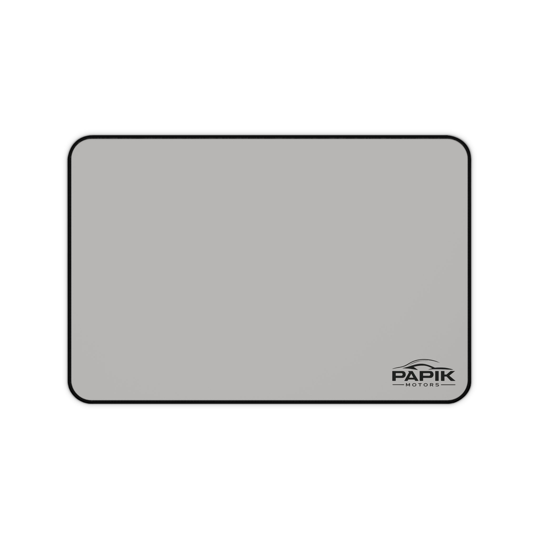 Minimal Gray Desk Mat – Large Non-Slip Mousepad with Logo