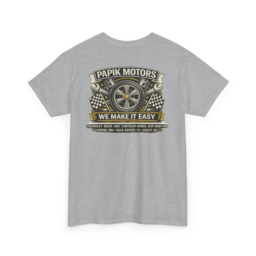 T‑Shirt — Papik Motors "We Make It Easy" Vintage Front and Back T