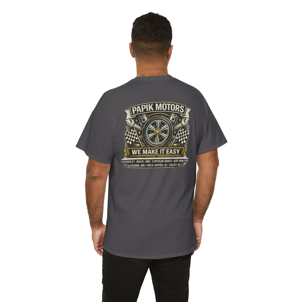 T‑Shirt — Papik Motors "We Make It Easy" Vintage Front and Back T