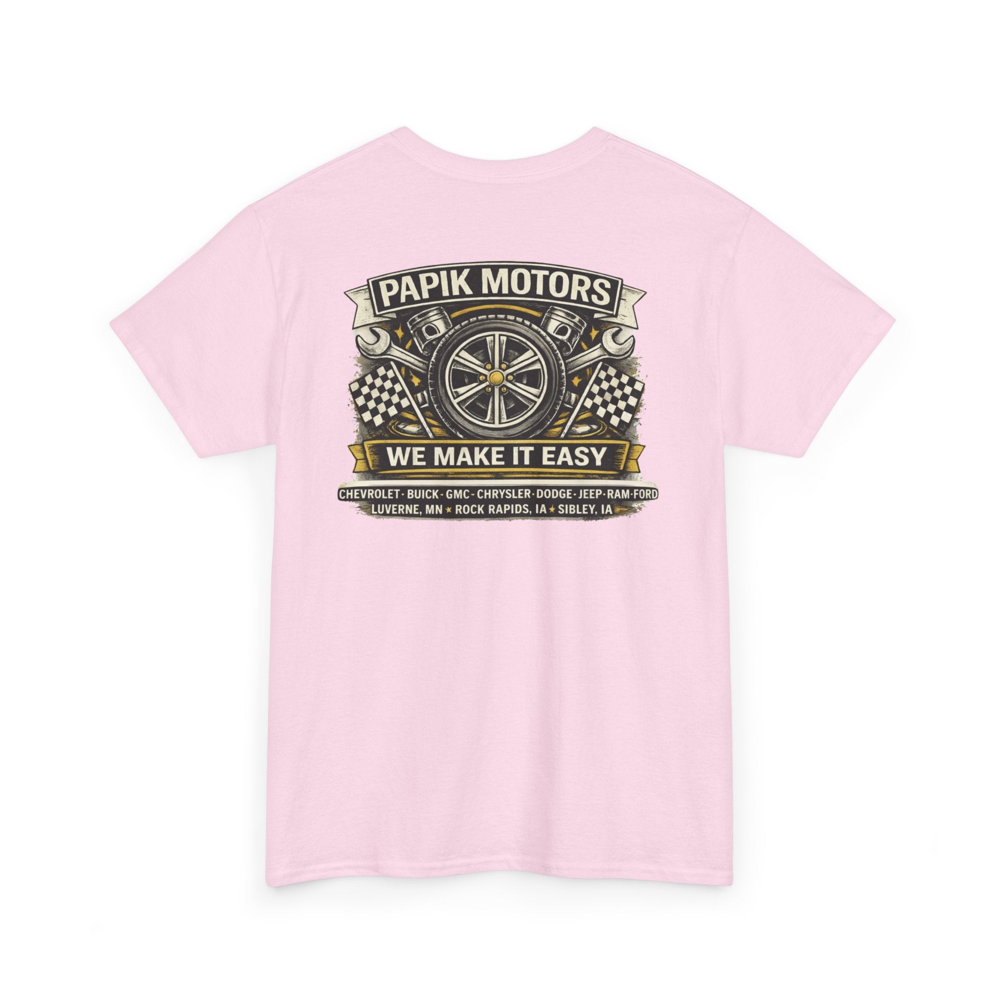 T‑Shirt — Papik Motors "We Make It Easy" Vintage Front and Back T