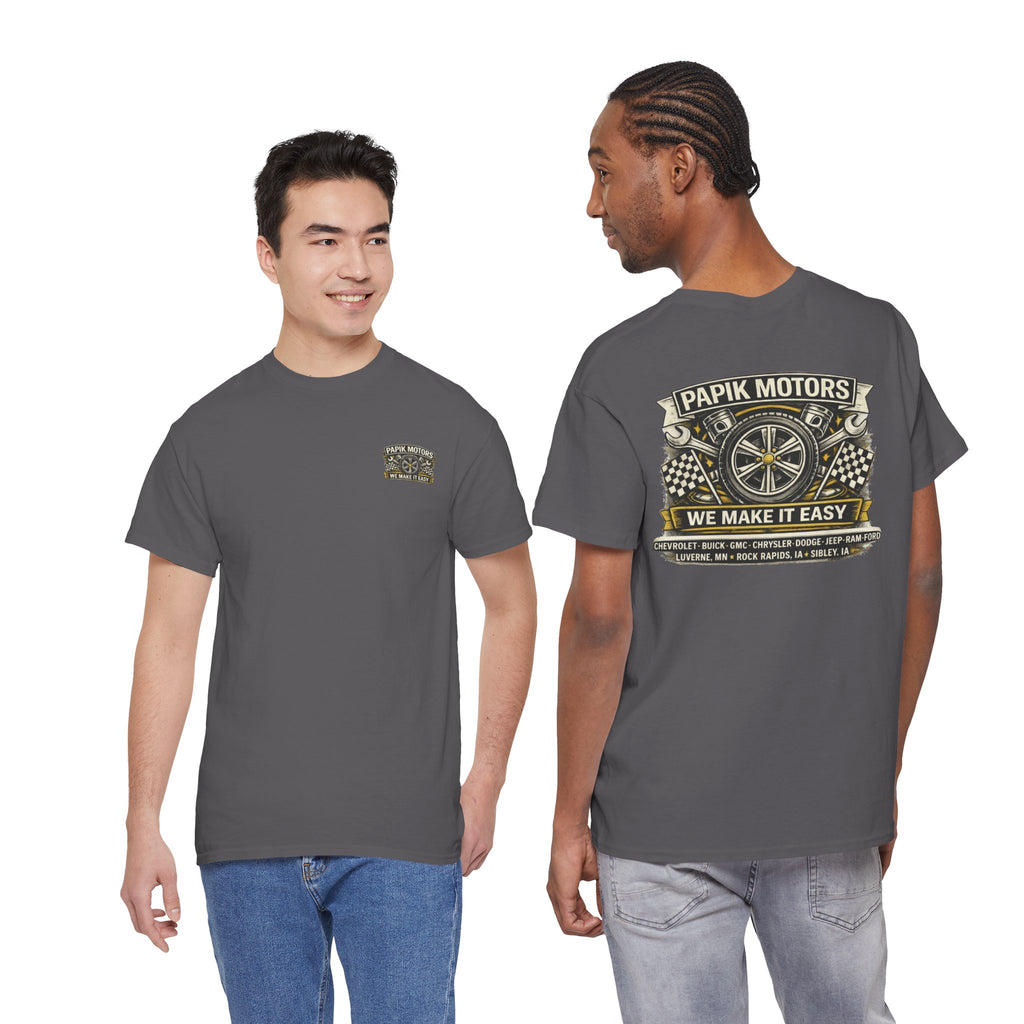T‑Shirt — Papik Motors "We Make It Easy" Vintage Front and Back T