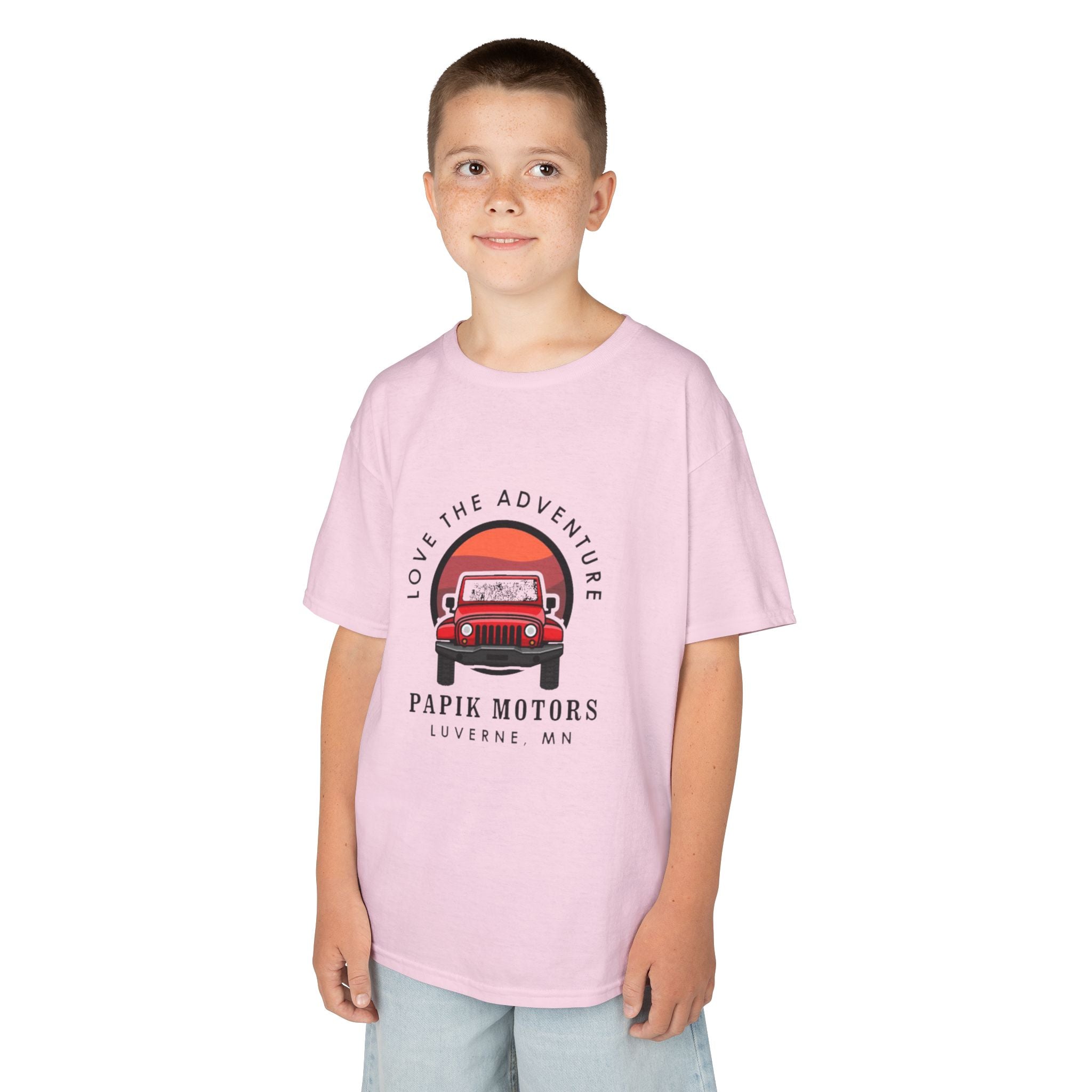 Kids Tee - 'Love The Adventure' Red Jeep Graphic Papik Motors