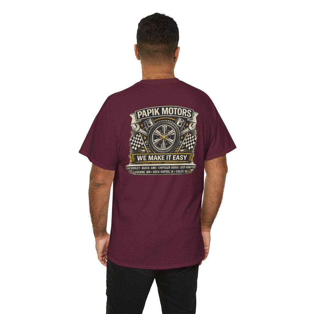 T‑Shirt — Papik Motors "We Make It Easy" Vintage Front and Back T
