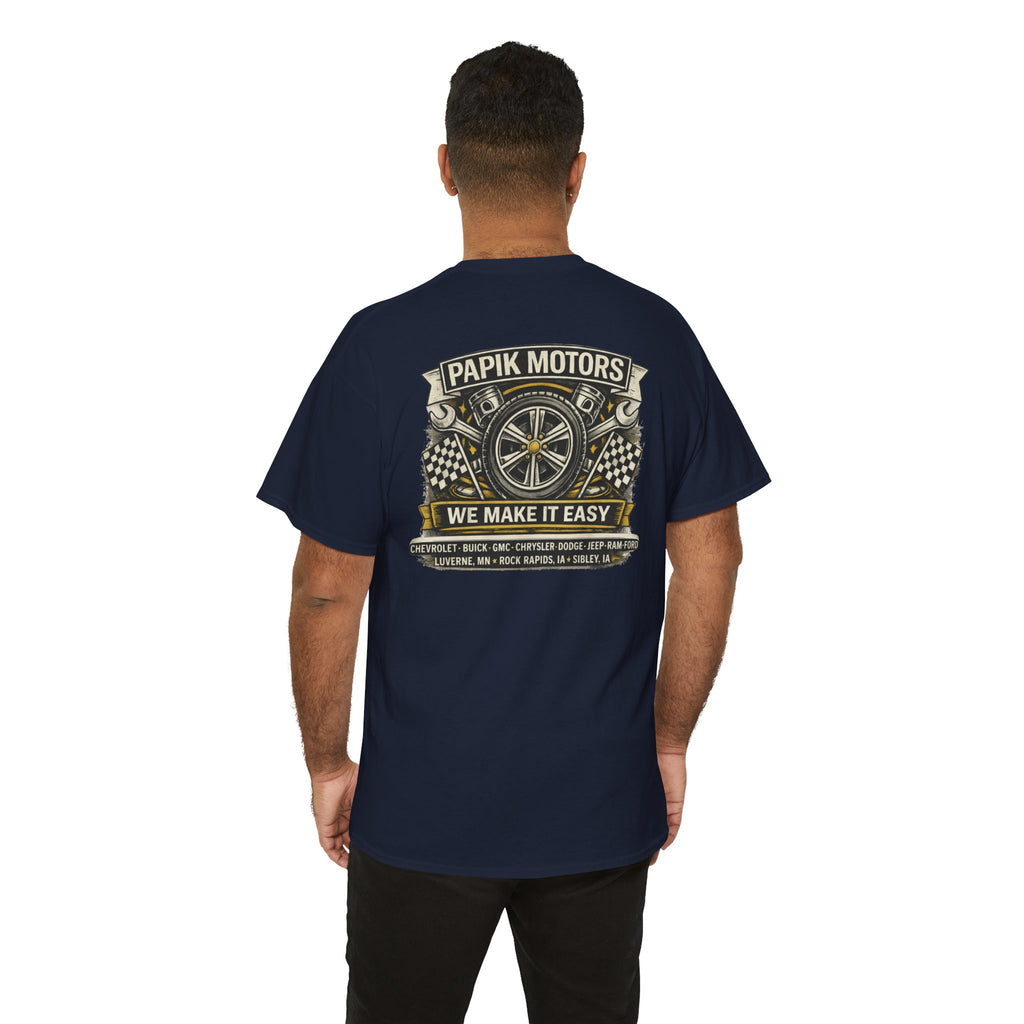 T‑Shirt — Papik Motors "We Make It Easy" Vintage Front and Back T
