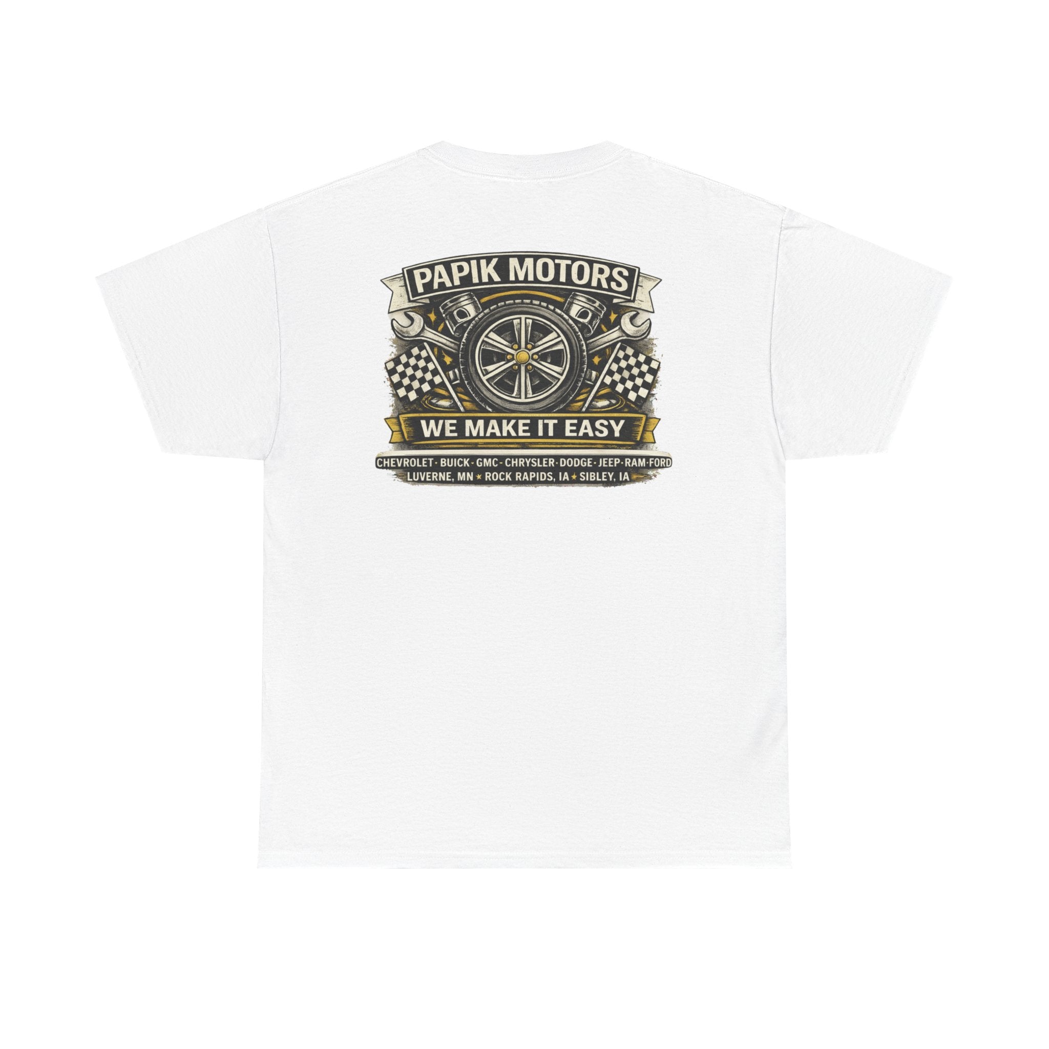 T‑Shirt — Papik Motors "We Make It Easy" Vintage Front and Back T