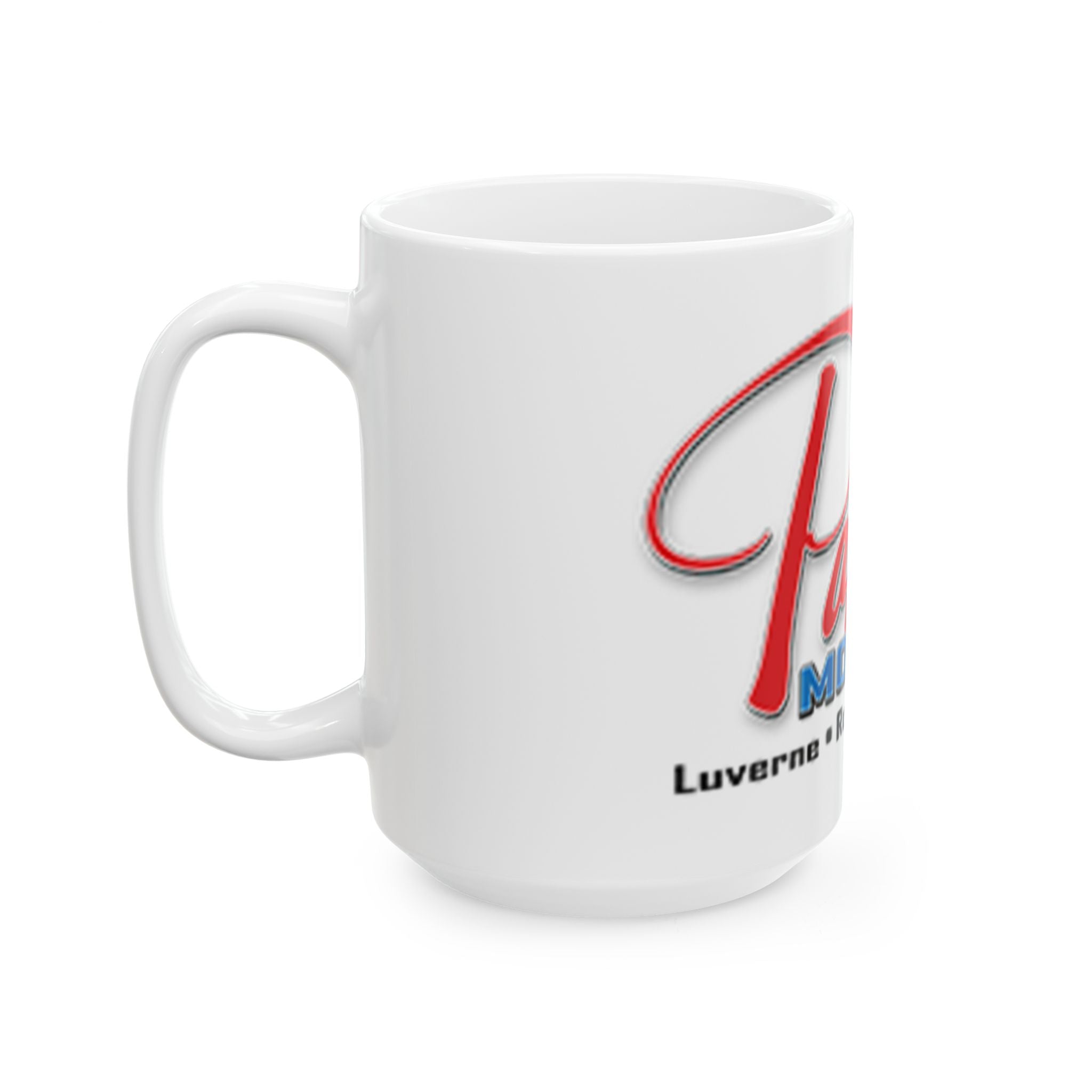 Papik Motors Logo Ceramic Mug — Branded 15oz Coffee Cup