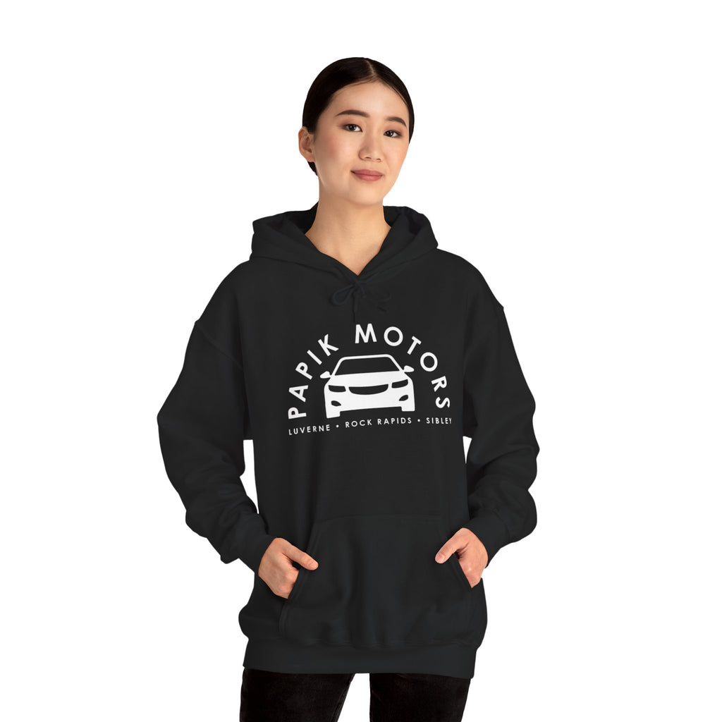 Hooded Sweatshirt - Papik Motors Over Car Logo Hoodie — Minimal Car Club Pullover Unisex