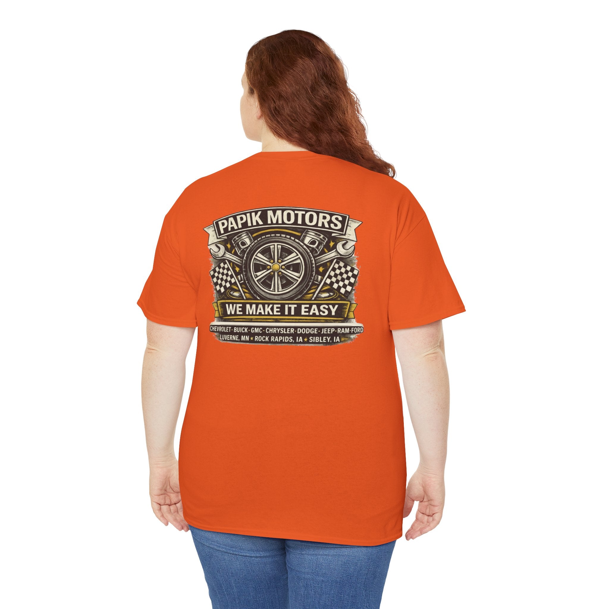 T‑Shirt — Papik Motors "We Make It Easy" Vintage Front and Back T