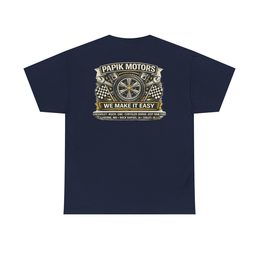 T‑Shirt — Papik Motors "We Make It Easy" Vintage Front and Back T
