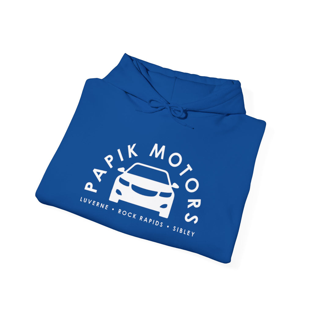 Hooded Sweatshirt - Papik Motors Over Car Logo Hoodie — Minimal Car Club Pullover Unisex