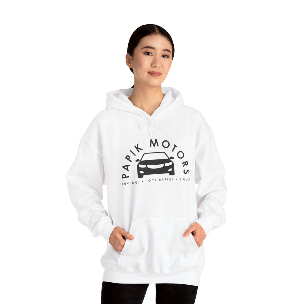Hooded Sweatshirt - Papik Motors Over Car Logo Hoodie — Minimal Car Club Pullover Unisex