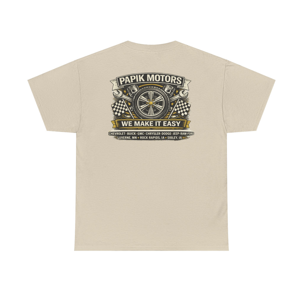 T‑Shirt — Papik Motors "We Make It Easy" Vintage Front and Back T