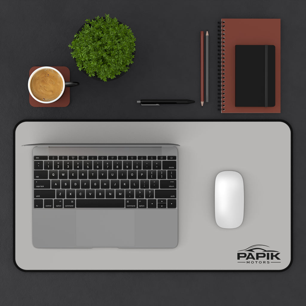 Minimal Gray Desk Mat – Large Non-Slip Mousepad with Logo