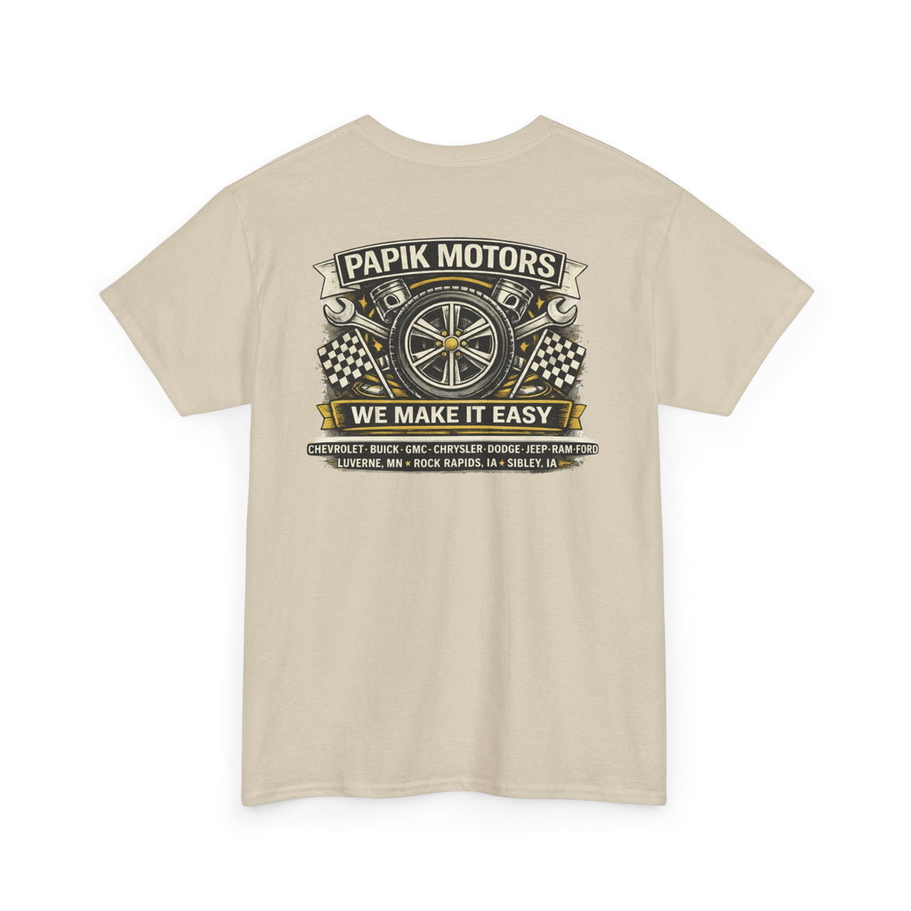 T‑Shirt — Papik Motors "We Make It Easy" Vintage Front and Back T