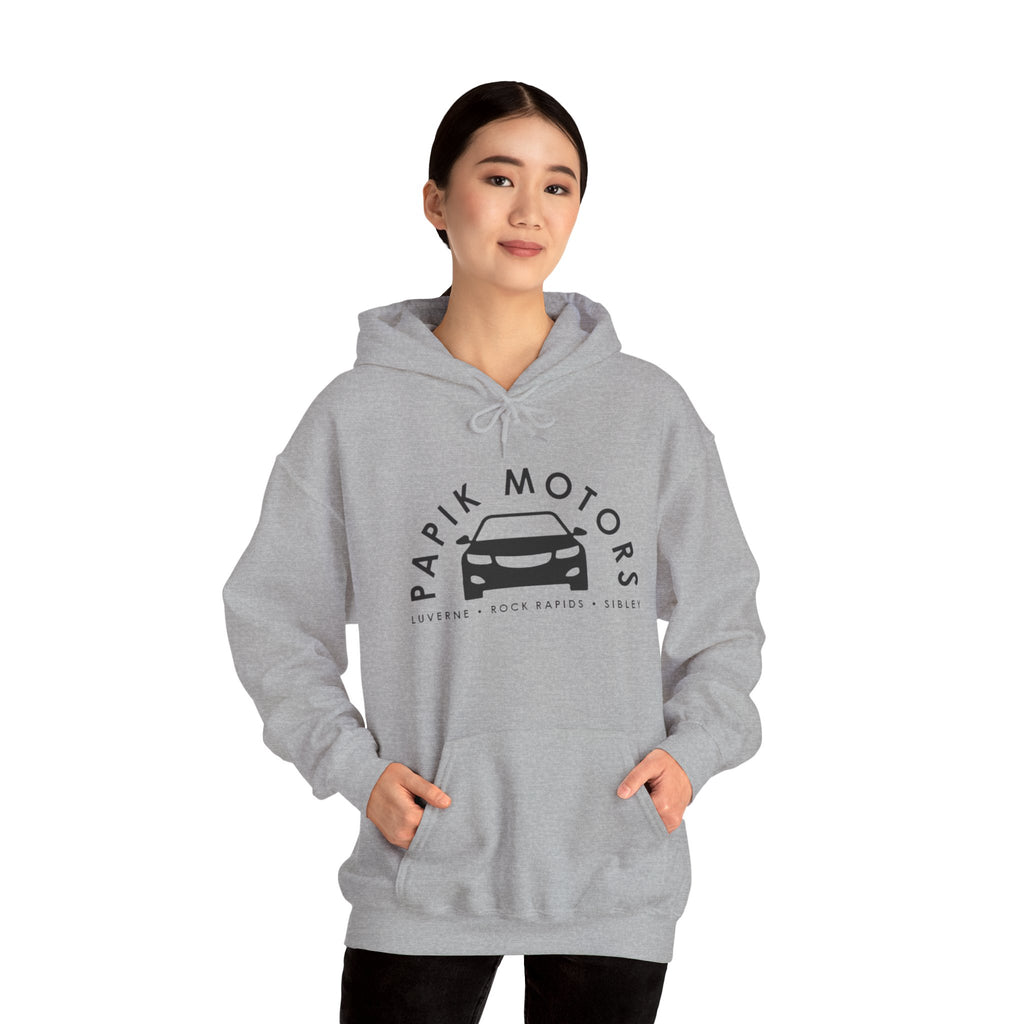 Hooded Sweatshirt - Papik Motors Over Car Logo Hoodie — Minimal Car Club Pullover Unisex