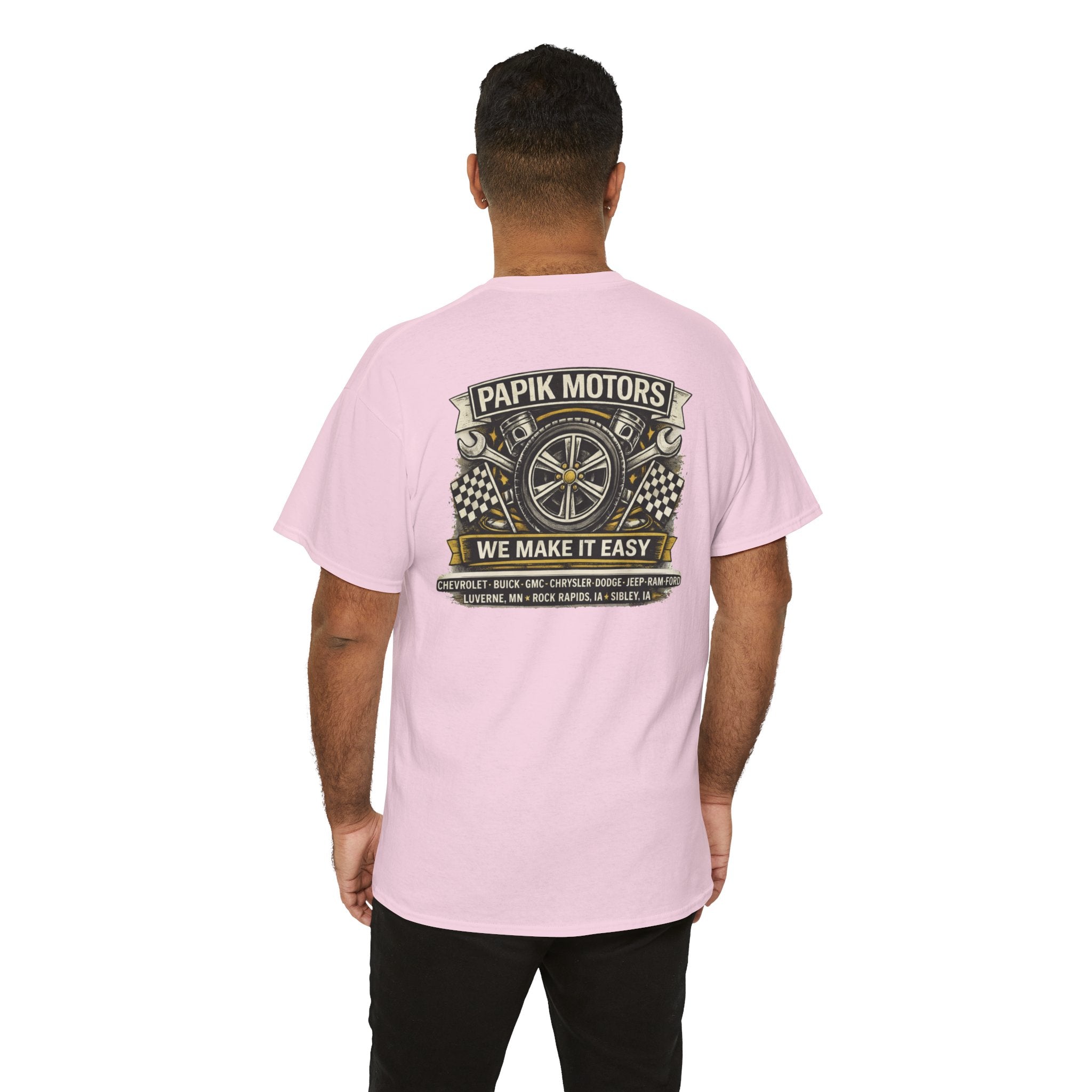 T‑Shirt — Papik Motors "We Make It Easy" Vintage Front and Back T
