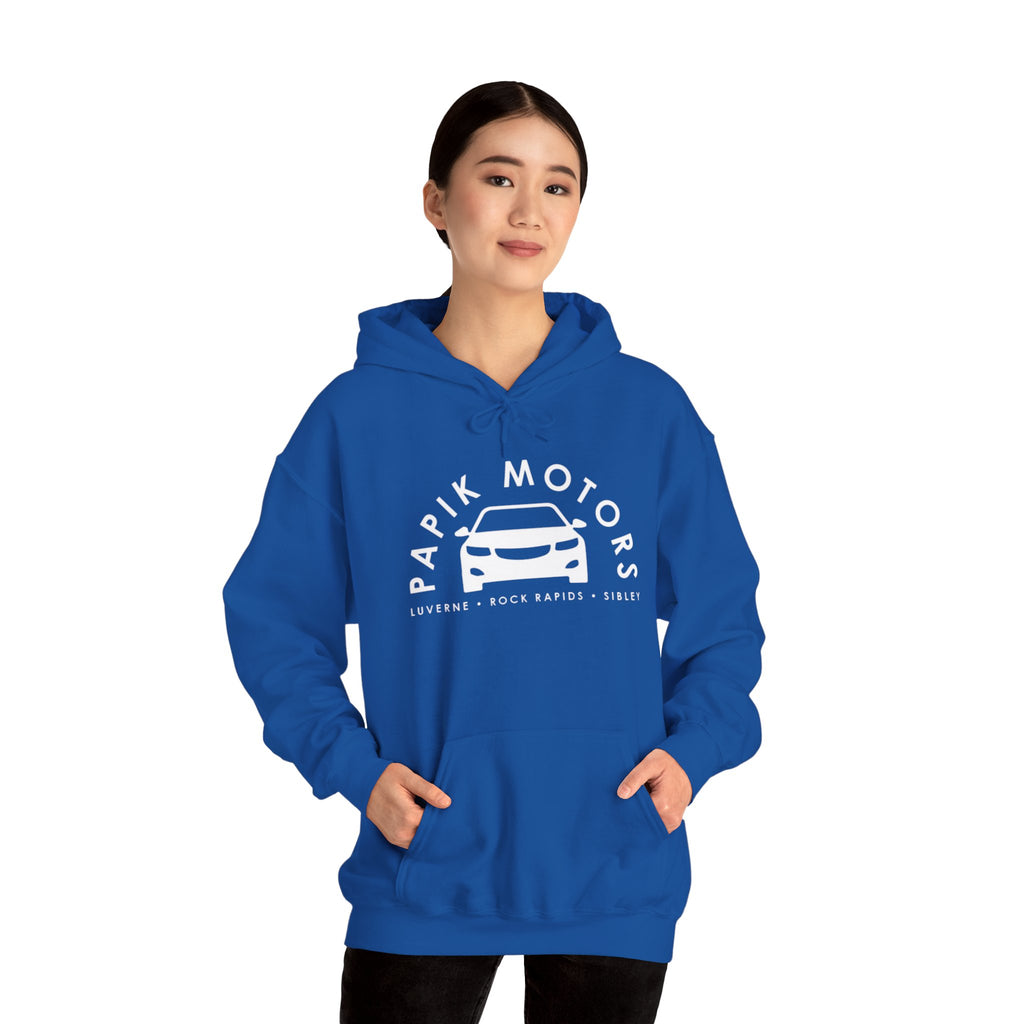 Hooded Sweatshirt - Papik Motors Over Car Logo Hoodie — Minimal Car Club Pullover Unisex
