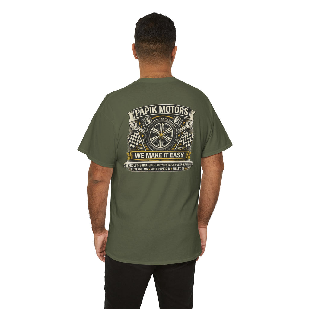 T‑Shirt — Papik Motors "We Make It Easy" Vintage Front and Back T