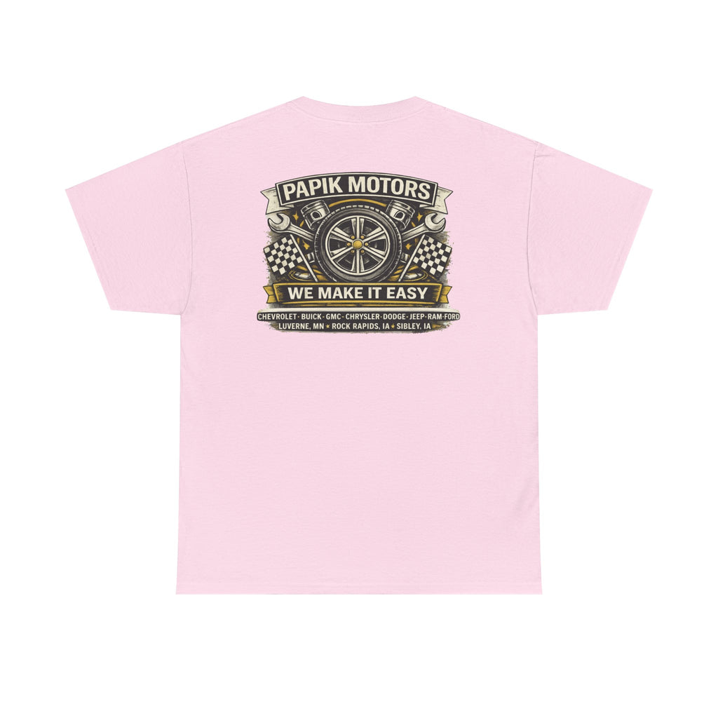 T‑Shirt — Papik Motors "We Make It Easy" Vintage Front and Back T