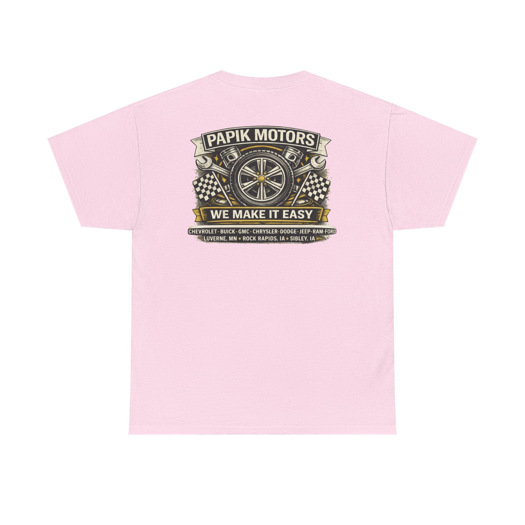 T‑Shirt — Papik Motors "We Make It Easy" Vintage Front and Back T
