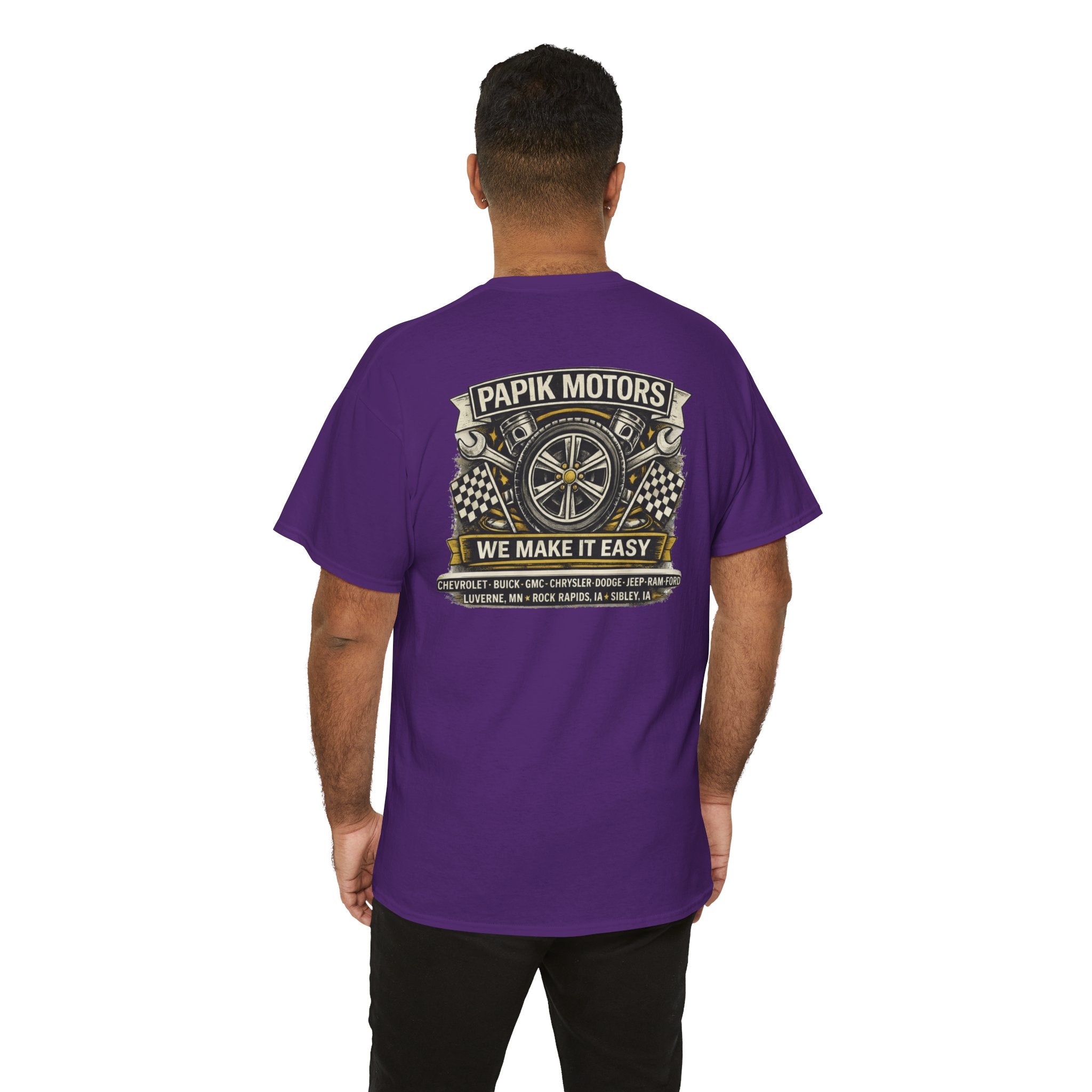 T‑Shirt — Papik Motors "We Make It Easy" Vintage Front and Back T