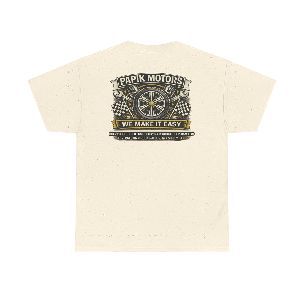 T‑Shirt — Papik Motors "We Make It Easy" Vintage Front and Back T