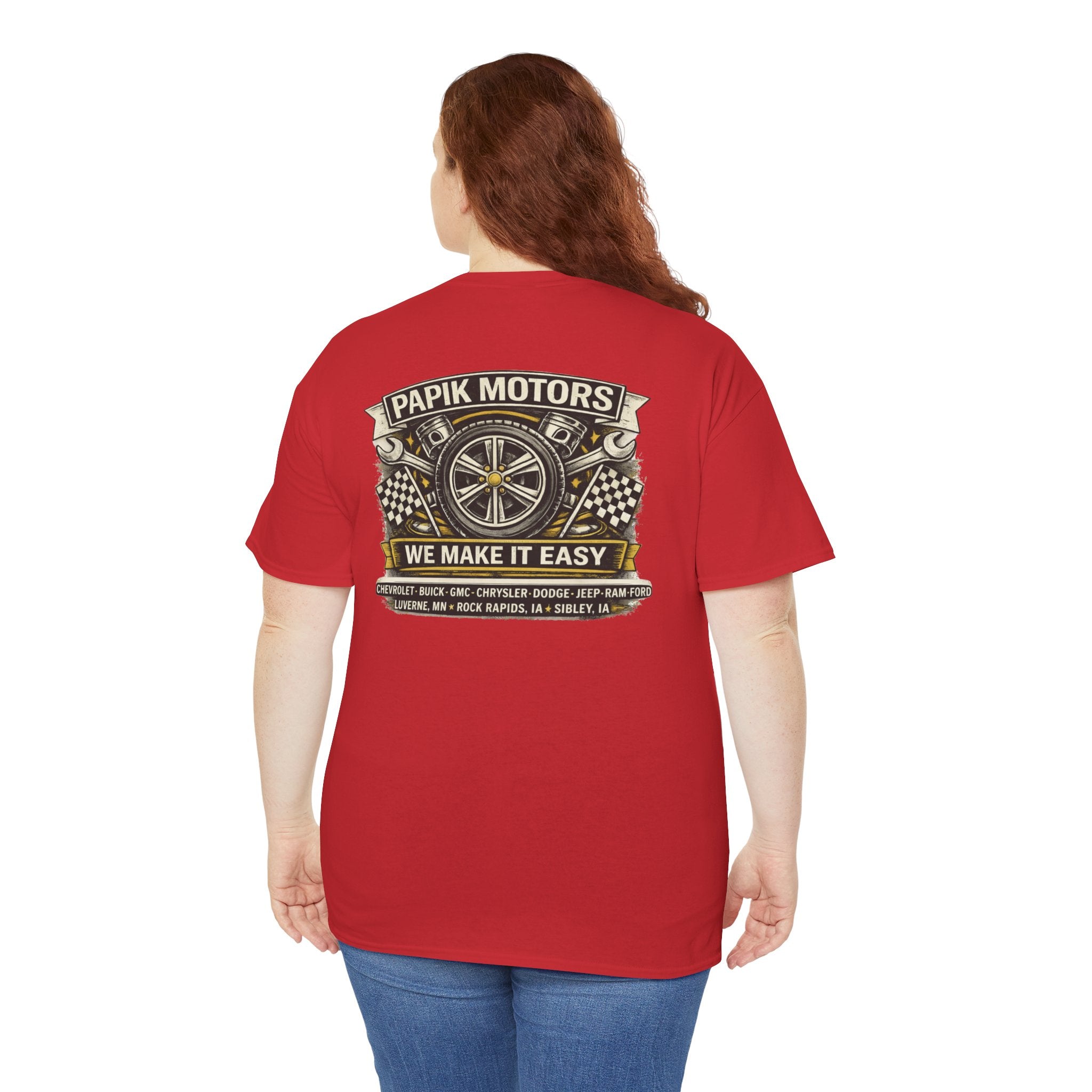T‑Shirt — Papik Motors "We Make It Easy" Vintage Front and Back T