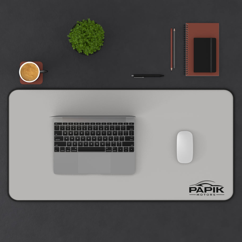 Minimal Gray Desk Mat – Large Non-Slip Mousepad with Logo