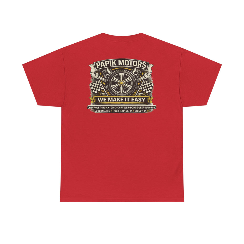 T‑Shirt — Papik Motors "We Make It Easy" Vintage Front and Back T
