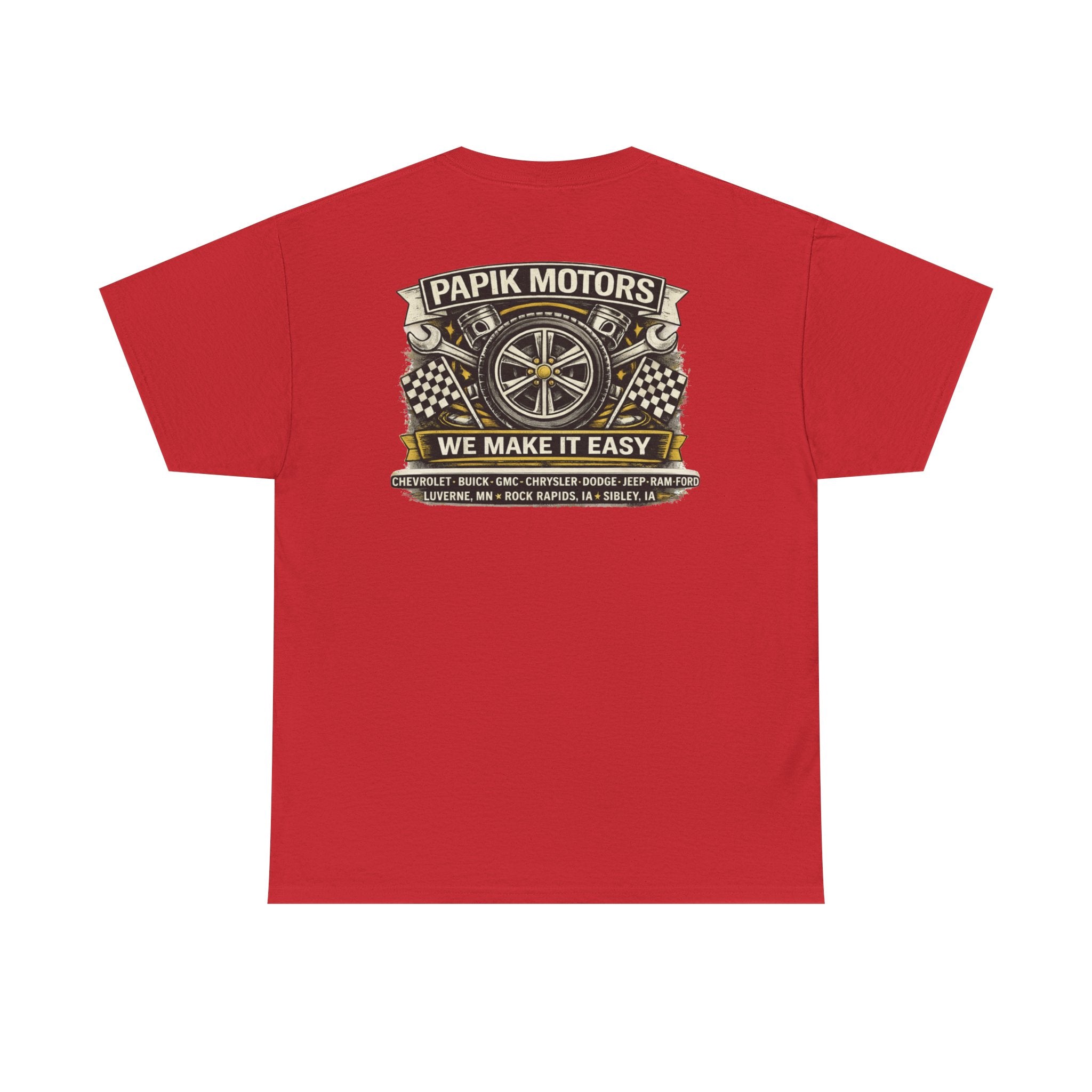 T‑Shirt — Papik Motors "We Make It Easy" Vintage Front and Back T